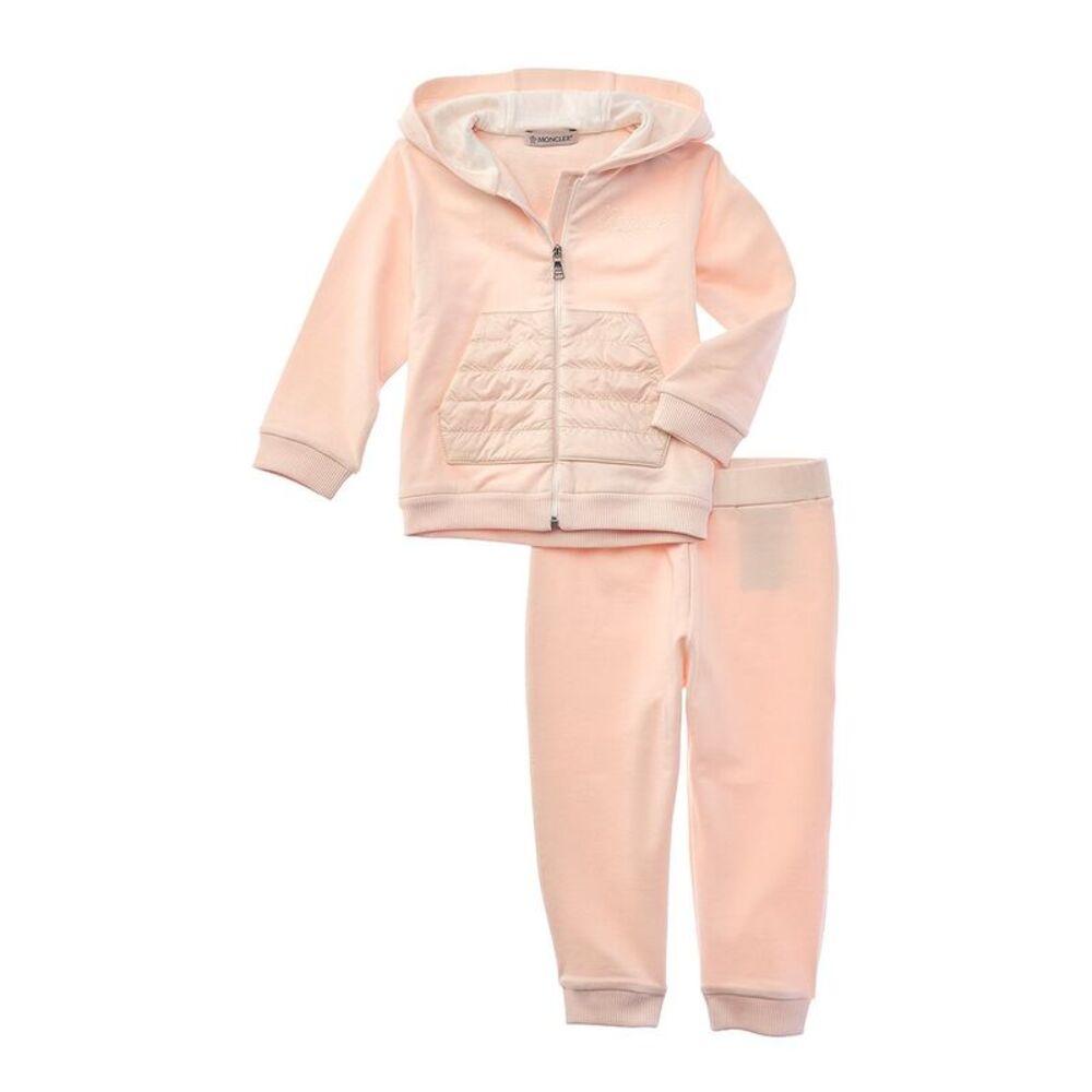 Moncler Girls  2Pc Hoodie & Pant Set, Pink
